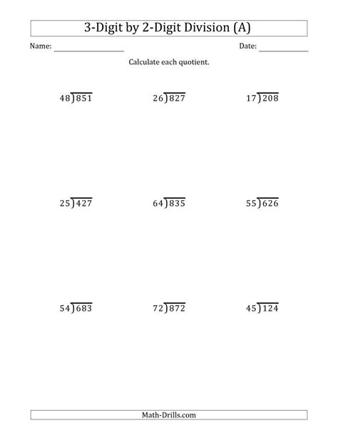long division worksheets year 6